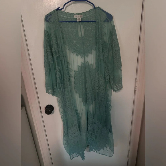 Rachel Zoe aqua blue shawl |kimono|swim cover up| one size #1236 - Picture 1 of 6